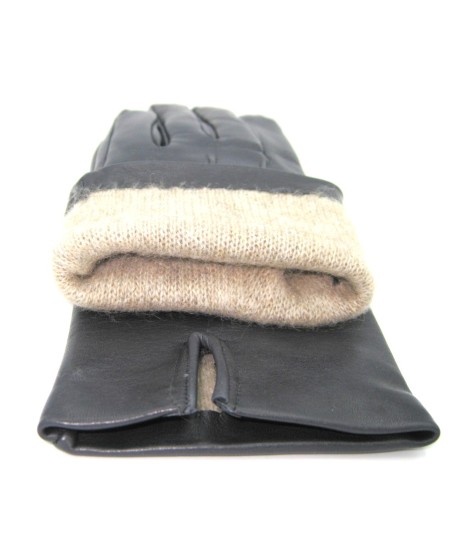 Sermoneta Gloves Guanto in Capretto 2bt con 3 cordoni fod. cashmere Grigio scuro Novità