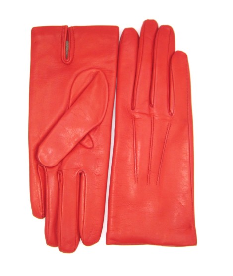 Sermoneta Gloves Guanto in Capretto 2bt con 3 cordoni fod. cashmere Rosso Presa