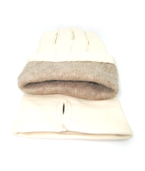 Sermoneta Gloves Guanto in Capretto 2bt con 3 cordoni fod. cashmere Panna Offerta speciale