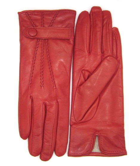 Sermoneta Gloves Guanto in Nappa con cinturino fod cashmere Rosso scuro In Vendita