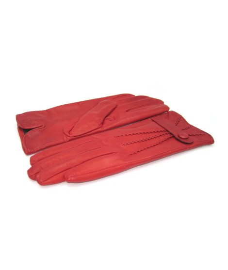 Sermoneta Gloves Guanto in Nappa con cinturino fod cashmere Rosso scuro In Vendita