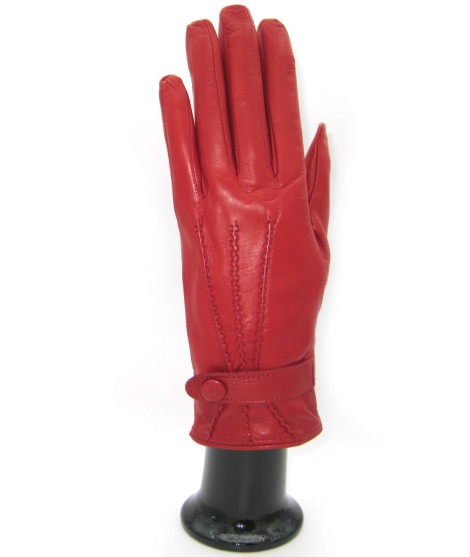 Sermoneta Gloves Guanto in Nappa con cinturino fod cashmere Rosso scuro In Vendita