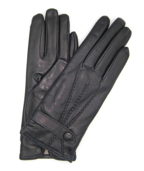 Sermoneta Gloves Guanto in Nappa con cinturino fod cashmere Navy