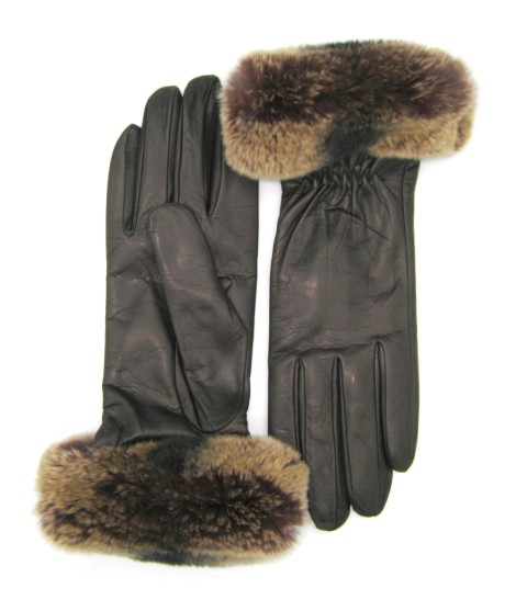 Sermoneta Gloves Guanto in Nappa con bordo Rex foderato cashmere T.Moro Vendite Flash