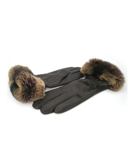 Sermoneta Gloves Guanto in Nappa con bordo Rex foderato cashmere T.Moro Vendite Flash
