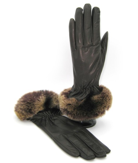 Sermoneta Gloves Guanto in Nappa con bordo Rex foderato cashmere T.Moro Vendite Flash