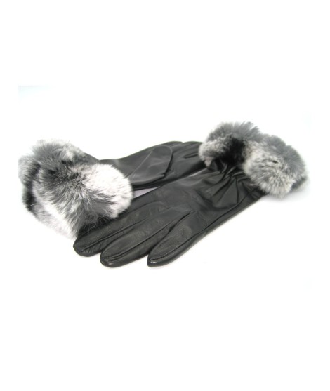 Sermoneta Gloves Guanto in Nappa con bordo Rex foderato cashmere Nero Negozio