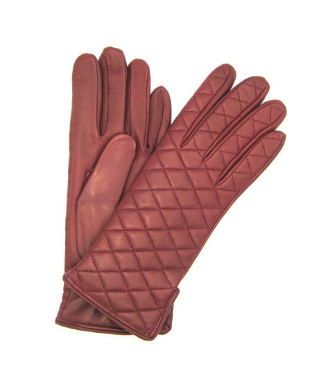 Sermoneta Gloves Guanto trapuntato 2bt fodera cashmere Rosso scuro