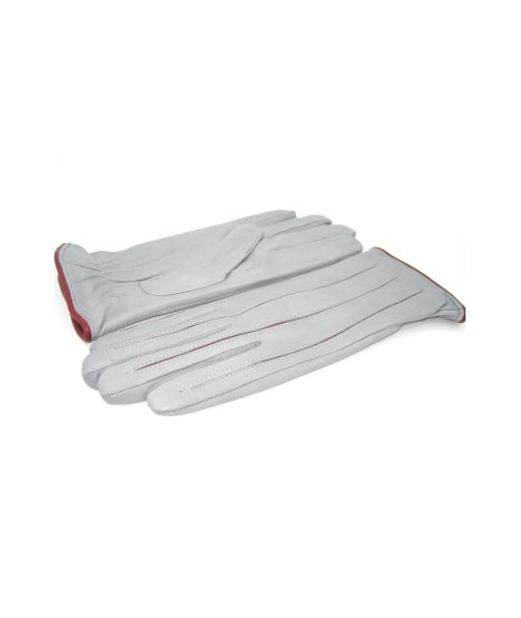 Sermoneta Gloves Guanto in Nappa con intarsi a contrasto Grigio Perla/Bordeaux In Linea
