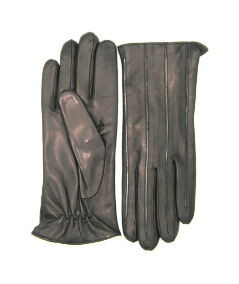 Sermoneta Gloves Guanto in Nappa con intarsi a contrasto Nero/Panna Nuovo
