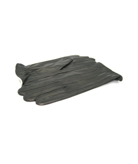 Sermoneta Gloves Guanto in Nappa con intarsi a contrasto Nero/Panna Nuovo