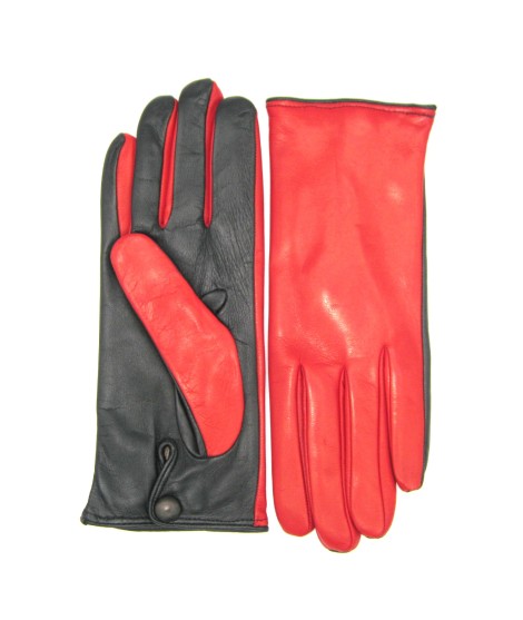 Sermoneta Gloves Guanto Nappa fodera cashmere Touch Screen Rosso/Nero Vendita