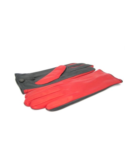 Sermoneta Gloves Guanto Nappa fodera cashmere Touch Screen Rosso/Nero Vendita
