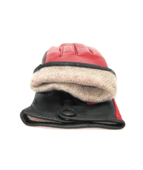 Sermoneta Gloves Guanto Nappa fodera cashmere Touch Screen Rosso/Nero Vendita