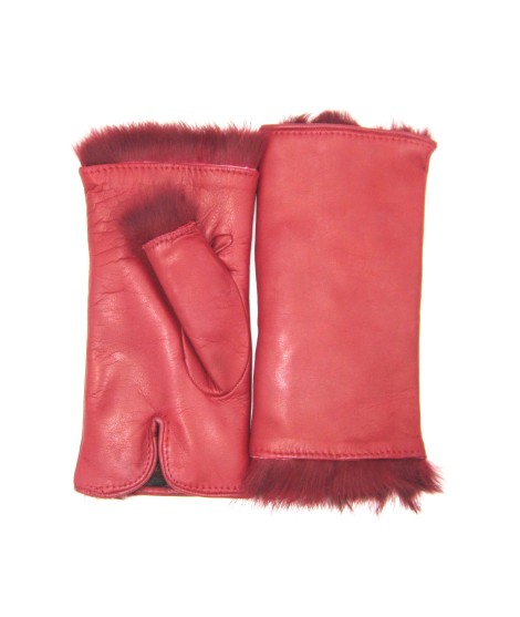 Sermoneta Gloves Manicotto in Nappa 2bt foderato in Lapin Rosso scuro Consegna Veloce