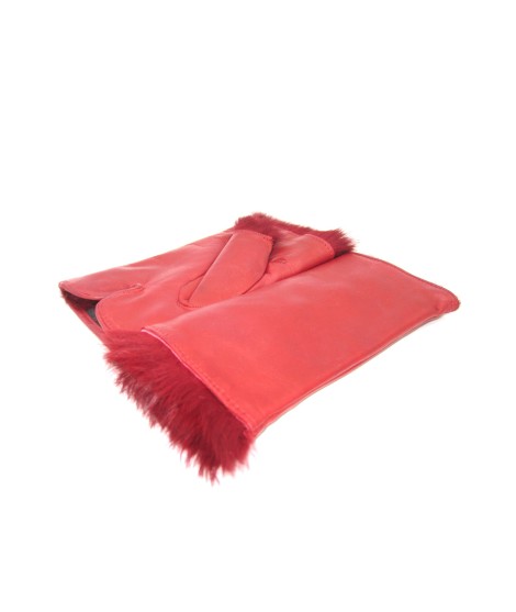 Sermoneta Gloves Manicotto in Nappa 2bt foderato in Lapin Rosso scuro Consegna Veloce