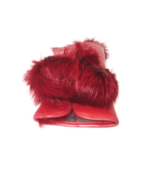 Sermoneta Gloves Manicotto in Nappa 2bt foderato in Lapin Rosso scuro Consegna Veloce