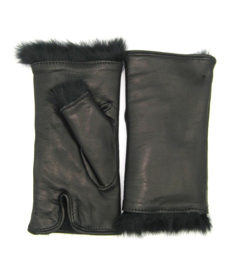 Sermoneta Gloves Manicotto 2bt foderato in Lapin Nero Fino Al -60%