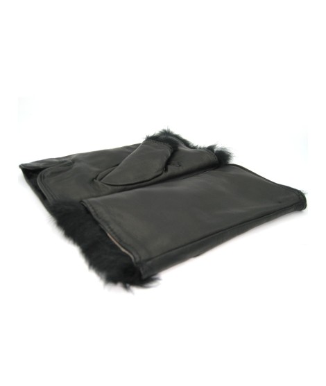 Sermoneta Gloves Manicotto 2bt foderato in Lapin Nero Fino Al -60%