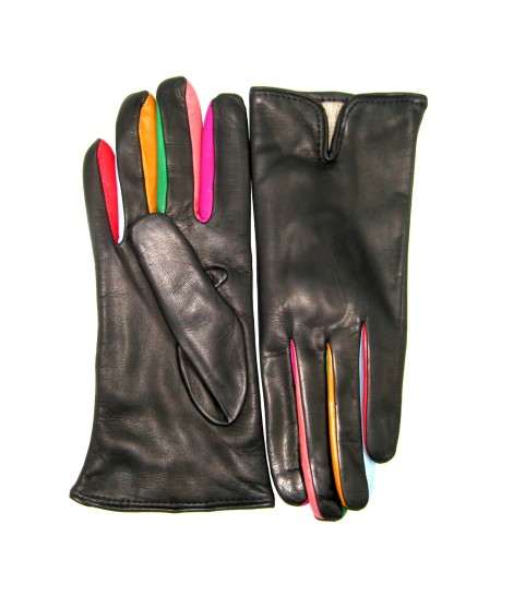 Sermoneta Gloves Guanto in Nappa con forchetta multicolor Nero Shopping Online