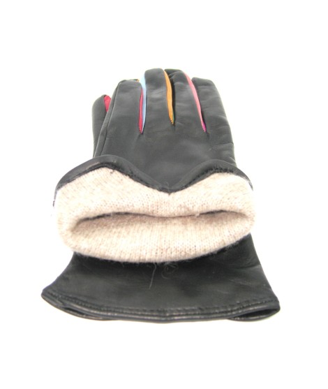 Sermoneta Gloves Guanto in Nappa con forchetta multicolor Nero Shopping Online