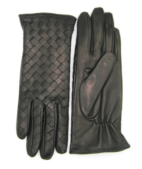 Sermoneta Gloves Guanto in Nappa Intrecciato fodera cashmere Nero Affare Del Giorno