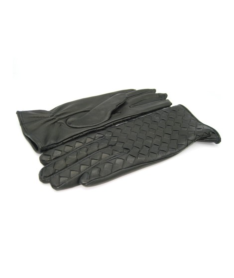 Sermoneta Gloves Guanto in Nappa Intrecciato fodera cashmere Nero Affare Del Giorno