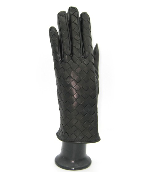 Sermoneta Gloves Guanto in Nappa Intrecciato fodera cashmere Nero Affare Del Giorno