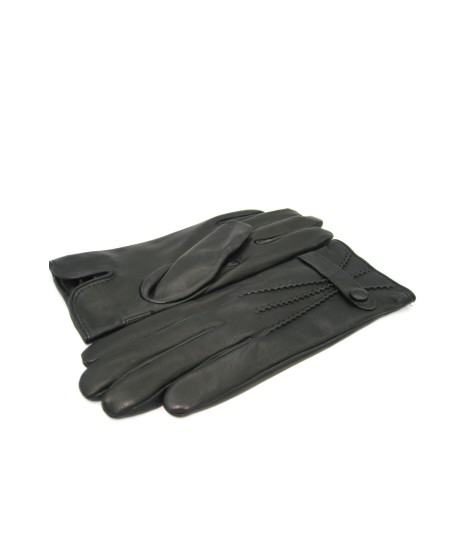 Sermoneta Gloves Guanto in Nappa con cinturino fodera cashmere Nero Sottocosto