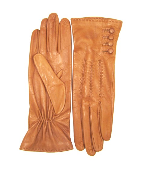 Sermoneta Gloves Guanto Nappa 4bt con bottoncini fod.seta Tan Convenienza