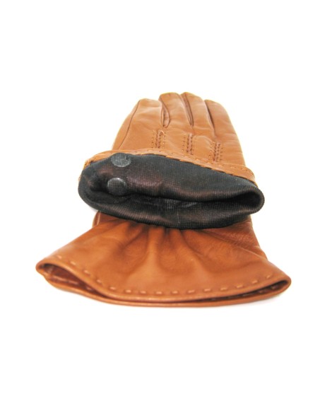 Sermoneta Gloves Guanto Nappa 4bt con bottoncini fod.seta Tan Convenienza
