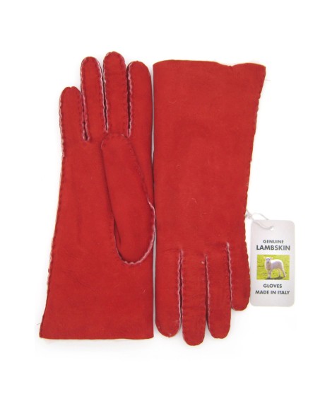 Sermoneta Gloves Guanto Montone cucito a mano Rosso In Vendita