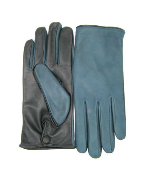 Sermoneta Gloves Guanto in Nappa fodera cashmere Touch screen Petrolio/Nero Vendita Calda