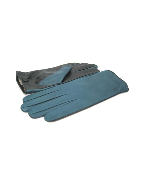 Sermoneta Gloves Guanto in Nappa fodera cashmere Touch screen Petrolio/Nero Vendita Calda