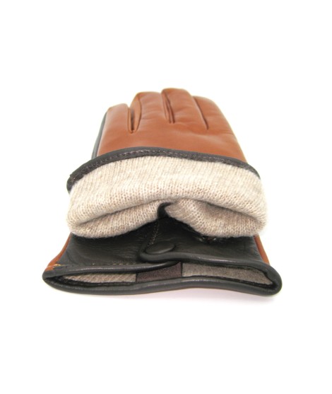 Sermoneta Gloves Guanto in Nappa fodera cashmere Touch screen Tan/Moro Solo un giorno rimasto