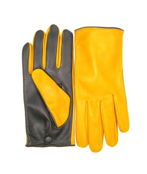 Sermoneta Gloves Guanto in Nappa fodera cashmere Touch screen Giallo Ocra/Moro Saldi Di Fabbrica