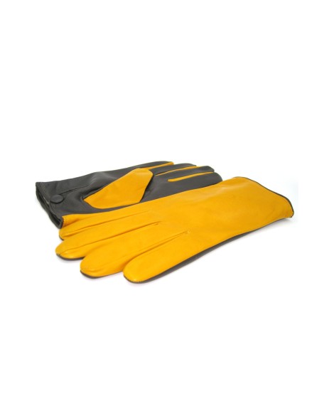 Sermoneta Gloves Guanto in Nappa fodera cashmere Touch screen Giallo Ocra/Moro Saldi Di Fabbrica