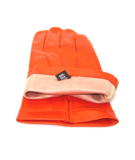 Sermoneta Gloves Guanto in Nappa foderato seta Arancio Vendite Flash