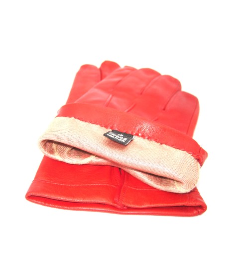 Sermoneta Gloves Guanto in Nappa foderato seta Rosso Italy