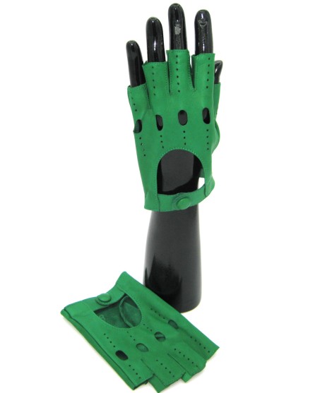 Sermoneta Gloves Guanto Guida in Nappa mezze dita Verde Smeraldo Pezzi Unici