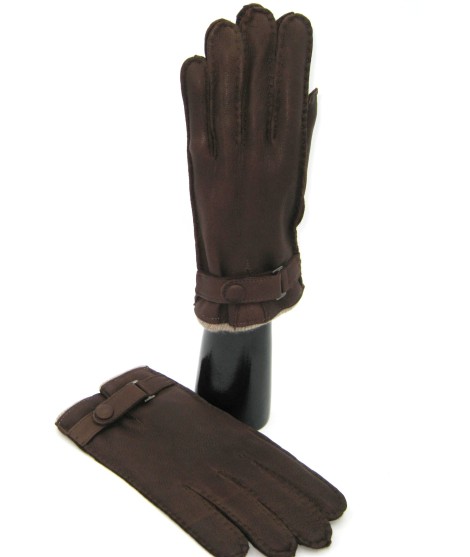 Sermoneta Gloves Guanto in Cervo fod. cashmere con cinturino Cork Acquista Ora