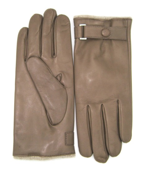 Sermoneta Gloves Guanto Nappa foderato cashmere con cinturino Fango Sconto