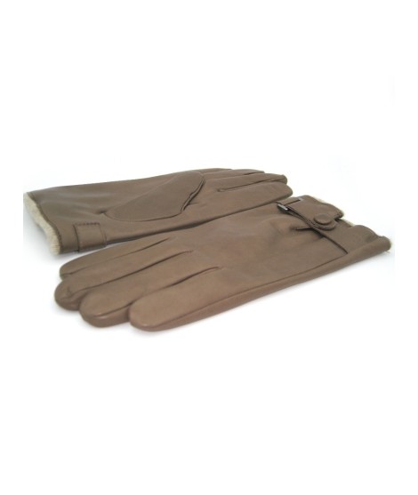 Sermoneta Gloves Guanto Nappa foderato cashmere con cinturino Fango Sconto
