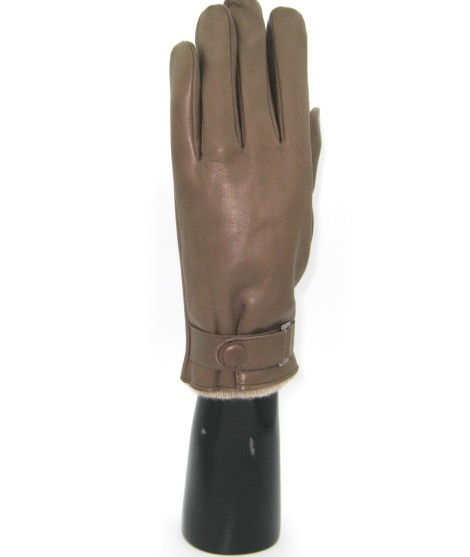 Sermoneta Gloves Guanto Nappa foderato cashmere con cinturino Fango Sconto
