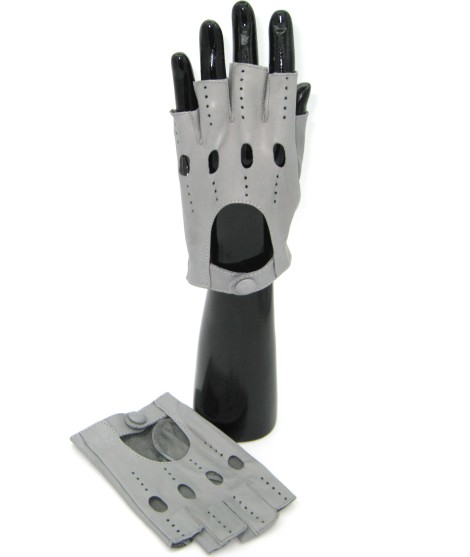 Sermoneta Gloves Guanto in Nappa da Guida mezze dita Grigio Perla Offerta