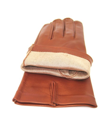 Sermoneta Gloves Guanto Nappa fodera seta Cognac Shopping Online