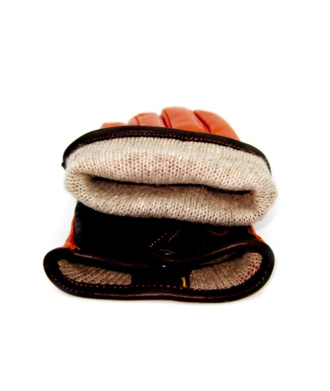 Sermoneta Gloves Guanto Nappa fodera cashmere Touch Screen Arancio/Moro Online