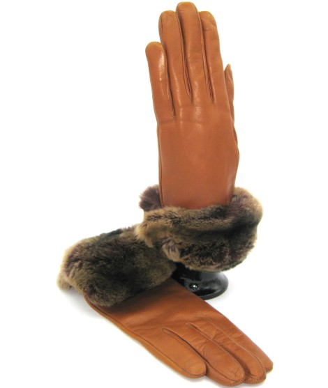 Sermoneta Gloves Guanto Nappa con risvolto Rex fodera cashmere. Tan Moda