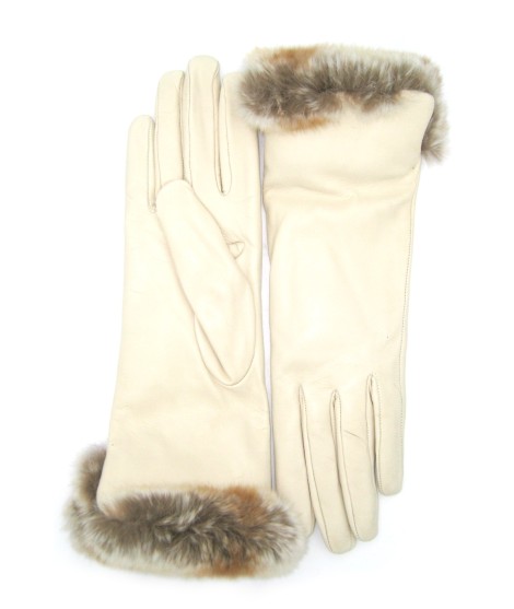 Sermoneta Gloves Guanto Nappa con risvolto Rex fodera cashmere. Panna ACQUISTA ORA