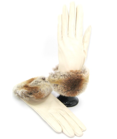 Sermoneta Gloves Guanto Nappa con risvolto Rex fodera cashmere. Panna ACQUISTA ORA